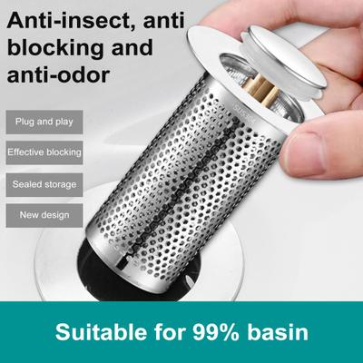 Universal Bathroom Sink Stopper Rust-Proof Brass Core Drain Filter with Hair Strainer Bathroom Sink Drain Stopper Replacement