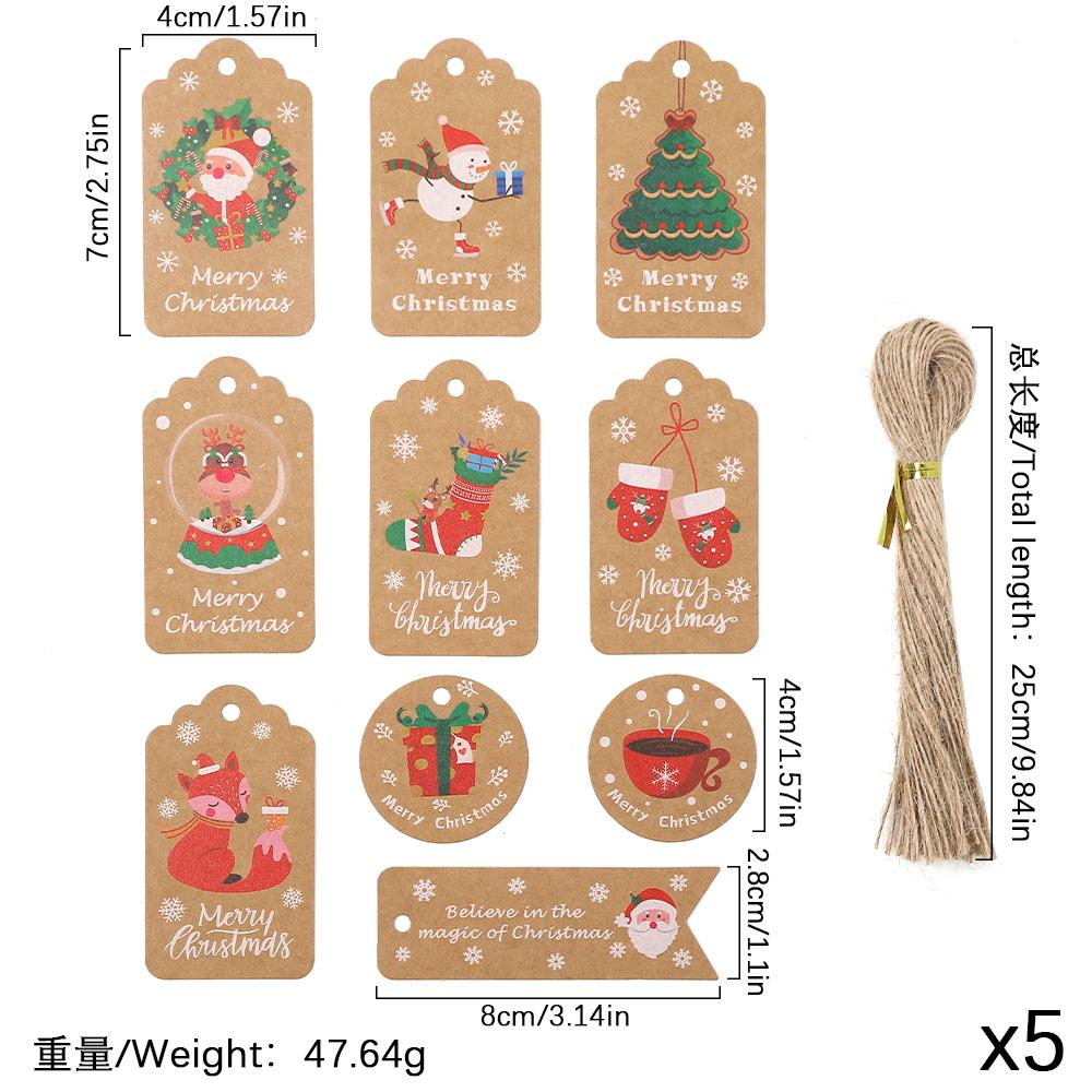 50Pcs Paper Card Christmas Decoration Hanging Christmas Tree Pendant Ornament Santa Claus Xmas for Home Decor DIY Party Supplies