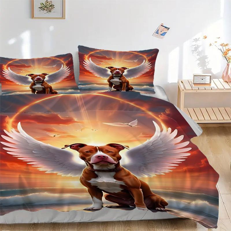 

3pcs Angel Dog Duvet Cover Set - Includes 1 Duvet Cover and 2 Pillowcases, No Quilt Core, All-Season Home Decor yy251111030 135x200cm