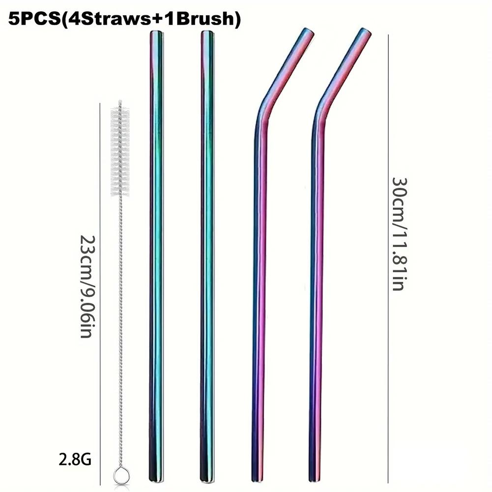 4Pcs Stainless Steel Straw with Straw Cleaner Replacement Straw Reusable Straws for Stanley 40oz Cup Accessories