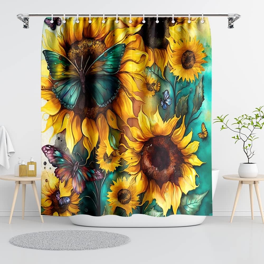 Black Shower Curtain Life Tree Sky Elephant Neon Fabric Plant Fantasy Art Bathroom Curtain For Women Bathtub Decoration