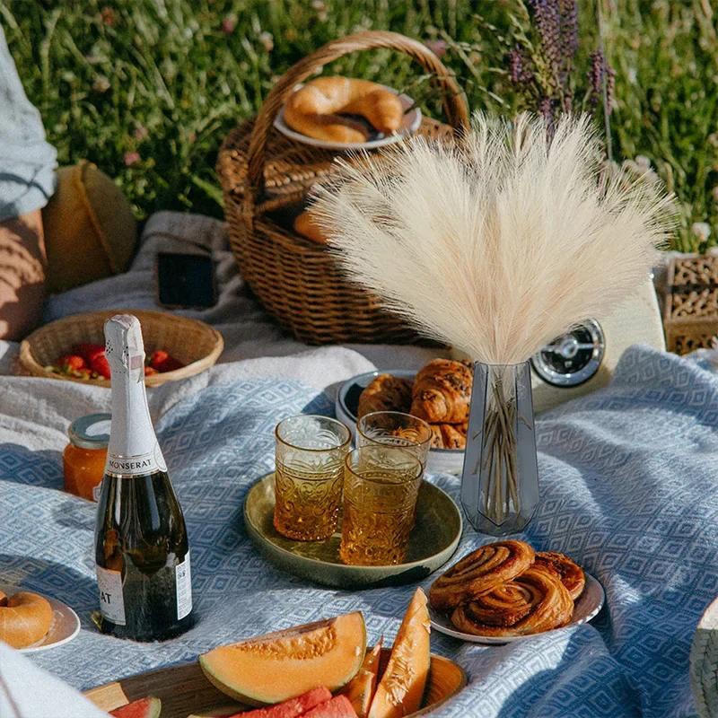 55CM Fluffy Pampas Grass Boho Decor Flower Fake Plant Reed Simulated Wedding Party Home Decoration Artificial Flowers