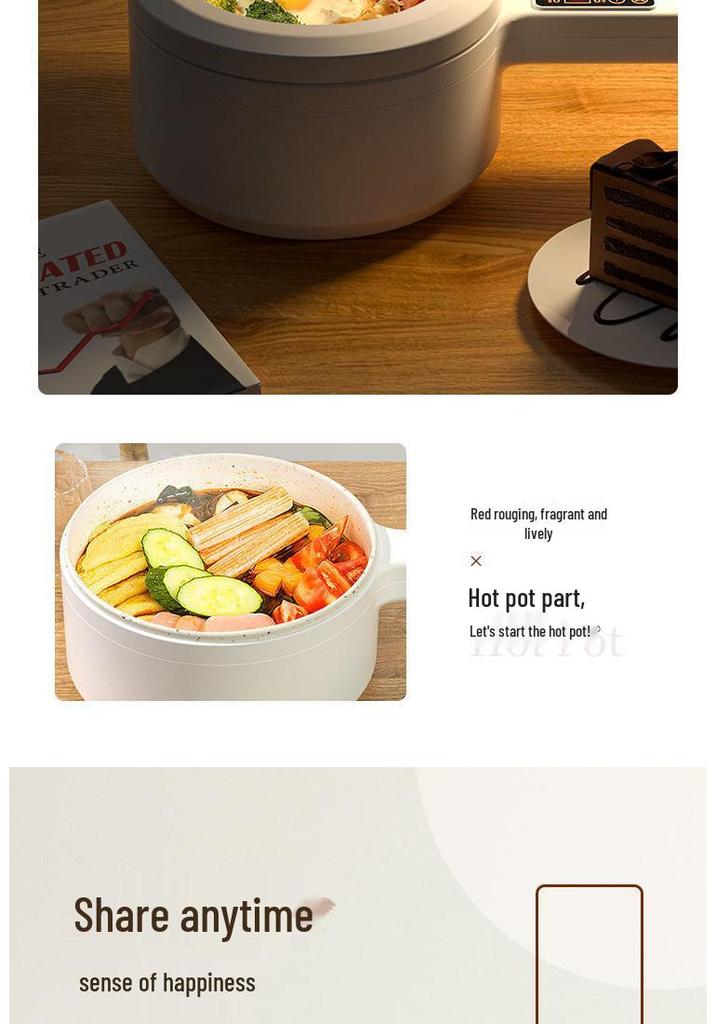 Compact Multi-Functional Electric Cooker: Noodles, Rice, Porridge, Stir-fry, Steaming, Hot Pot, All-in-One Automatic Cooking Pot