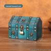 Vintage Wooden Jewelry Box with Lock - Desktop Retro Storage and Treasure Chest