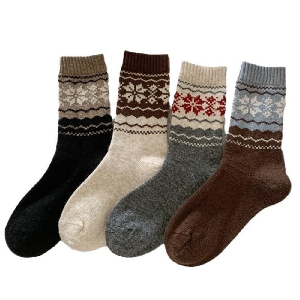 Thickened Christmas Socks Retro Fair Isle Floor Socks Fashion Warm Wool Socks  for Men And Women