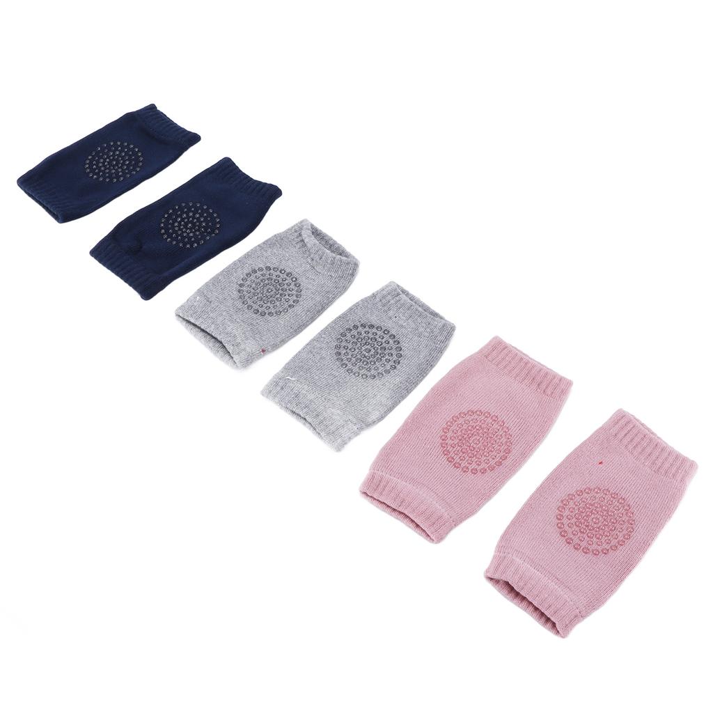 3 Perechi Genunchiere Bebe Bumbac Pieptănat Unisex Sugari Târâre Anti Alunecare Protecții GenunchiGenunchieră