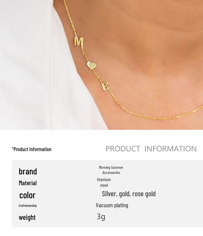 Personalized Stainless Steel Letter Necklace - 18K Gold-Plated Titanium Steel for Women