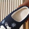 Fashion Cartoon Moose Cute Plush Indoor Slippers Women 2025 Winter Warm Fluffy Fur Couple's Christmas Slippers Soft Flat Heel Slides
