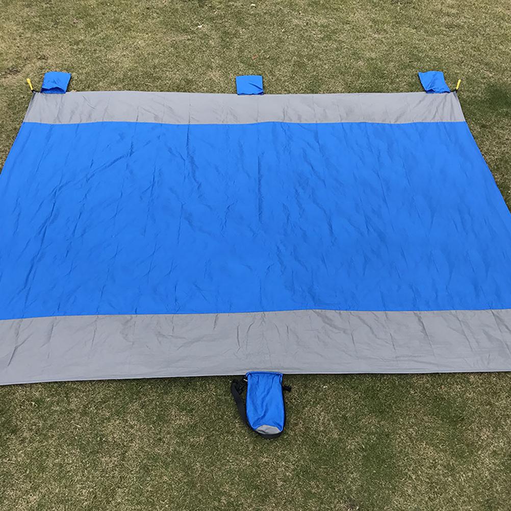 Beach Blanket Large Size 86.7 In * 70.9 In Outdoor Sandproof Picnic Blanket Nylon Beach Mat with 4 Stakes for Travel Camping Hiking