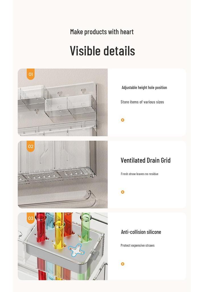 Transparent Wall-Mounted Holder: Organizer for Straws, Chopsticks, Pens, Remote Controls, and More