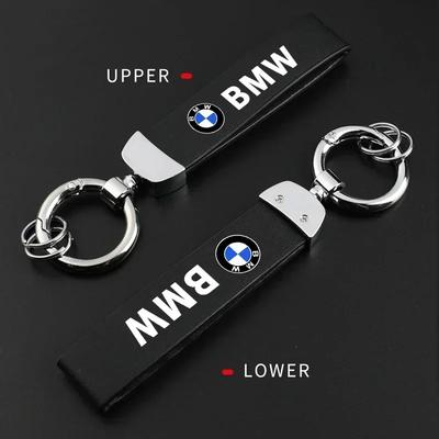 E60 For BMW Car Emblems Keychain Leather Carbon Fiber Keyring Anti-lost Pendant For BMW E34 E36 E60 E90 E46 E39 E70 F10 F20 F30