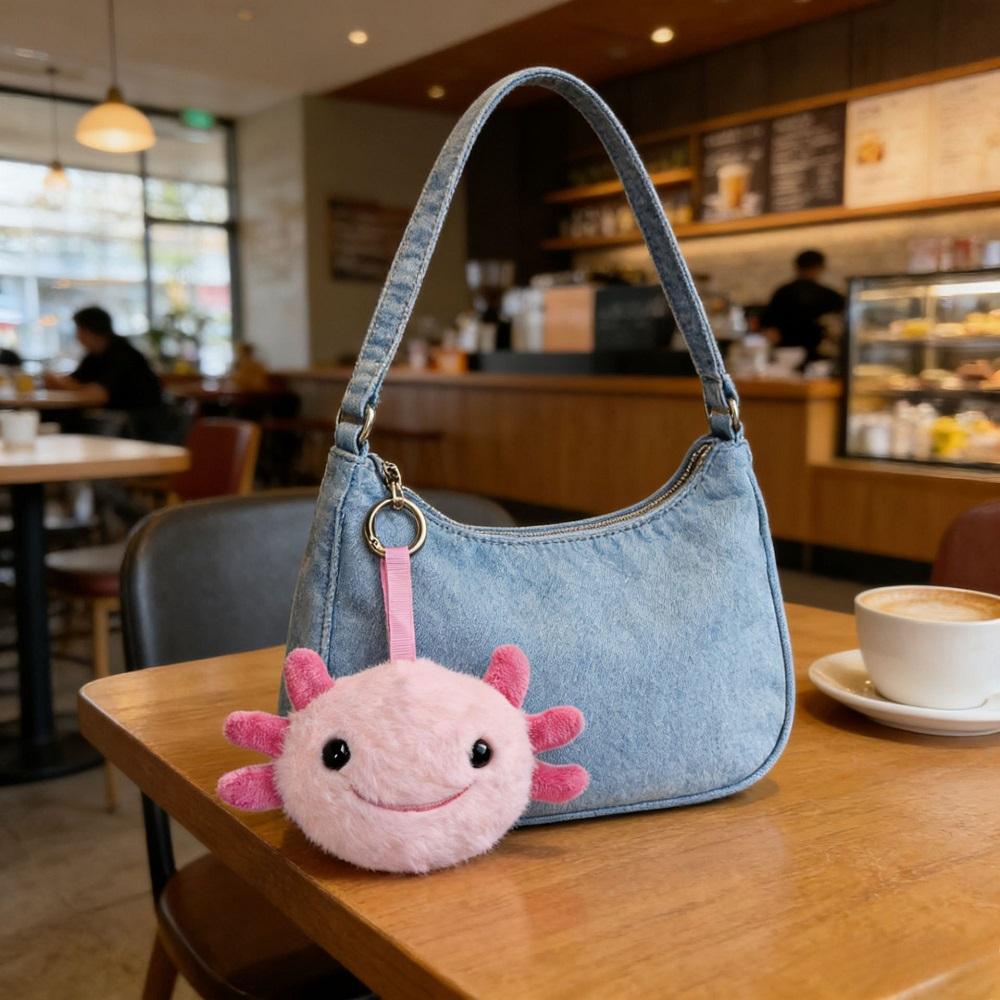 Kawaii Axolotl Plüsch Schlüsselanhänger Niedliches Stofftier Spielzeug Mini Salamander Puppe Tasche Anhänger Autoschlüsselanhänger Weiche Flauschige Plüschtiere Geschenke