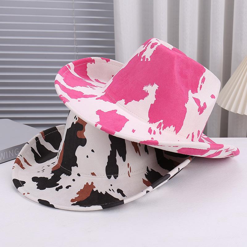 Versatile men's and women's outdoor western cowboy hat fashion suede cow color jazz top hat casual fedora