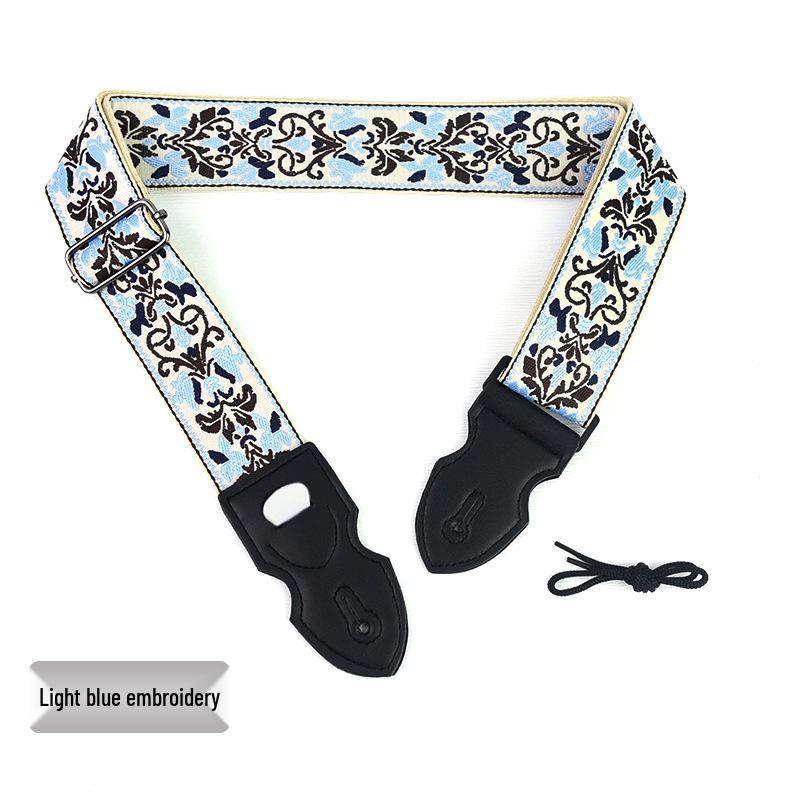 Retro Ethnic Embroidered Guitar Strap - Wooden and Electric, Polyester Printing, UK Style