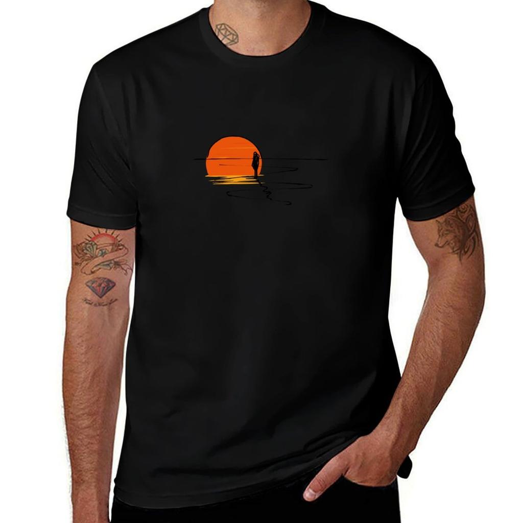 Sunset Tshirt Minimalist Plain Crew Neck Tshirt