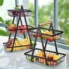 Platter Three-Tier Basket for Fruits and Vegetables, Metal, Black, 3 Tiers