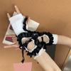Lolitas Crinkled Hollow Out Gloves Satins Lace Ribbon Adjustable Wrist Sleeves For Women Party Fashion Accessories