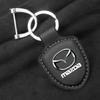 AAEY1 Leather Car Keychain Shield Type Key Ring Keychain for Mazda M3 M6 MP Skyactiv Axela Atenza Biante BT-50 CX-30 Car Accessories