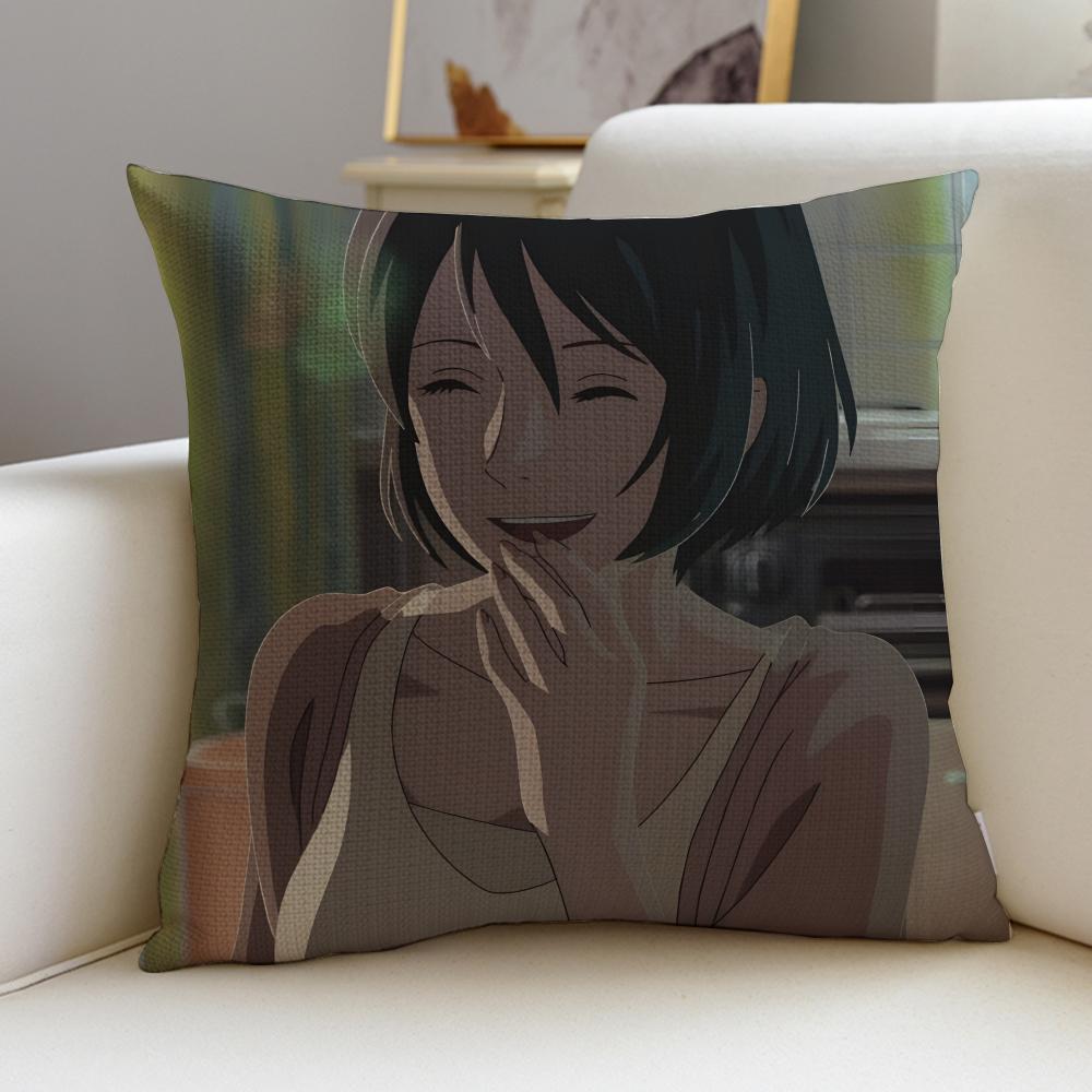 Serene TThe Garden of WordsS Cushion Cover Breathable and skinfriendly linen pillowcase square removable and washable cushion