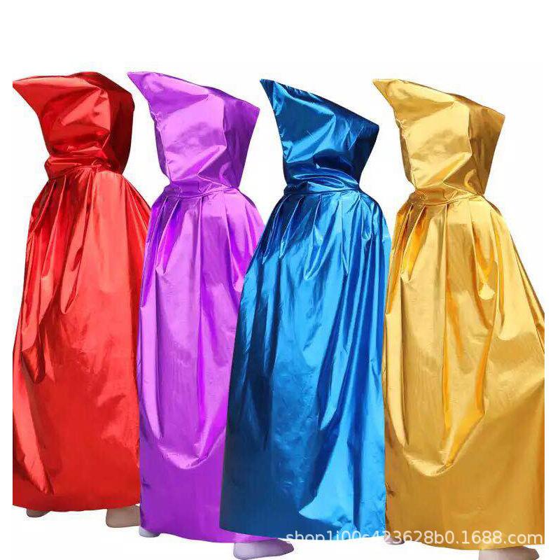Christmas adult cape, performance costumes, bright cloth colorful gold silver red witch wizard cape
