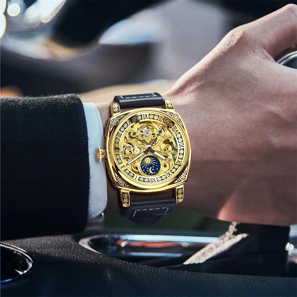 Książę Lotaryngii 8838 Męski Automatyczny Zegarek ze Słońcem, Księżycem i Gwiazdą