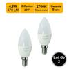 Lot of 2 LED Bulbs E14 4.9W 470Lm 2700K - 5-year Warranty