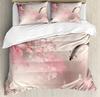 Japanese Duvet Cover Set,Branch Of A Flourishing Sakura Tree Flower Cherry Blossoms Spring Theme Art Japan Bedding Set Full Size