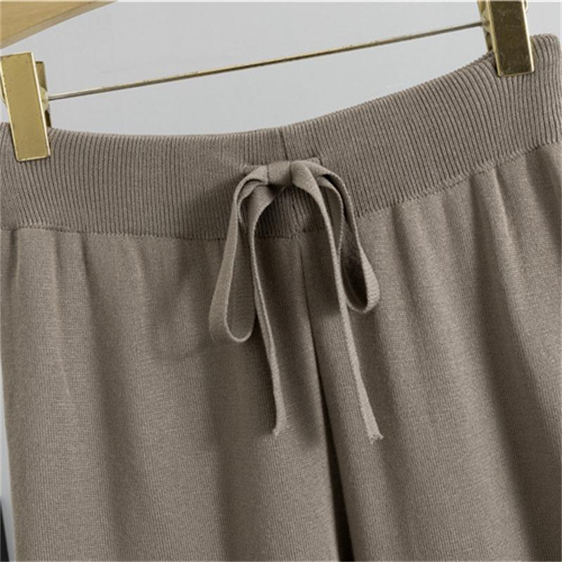 Women's Autumn And Winter Fashion Two Piece Set  High Neck Cape  Knitted Sweater  Wide Leg Pants Temperament Set
