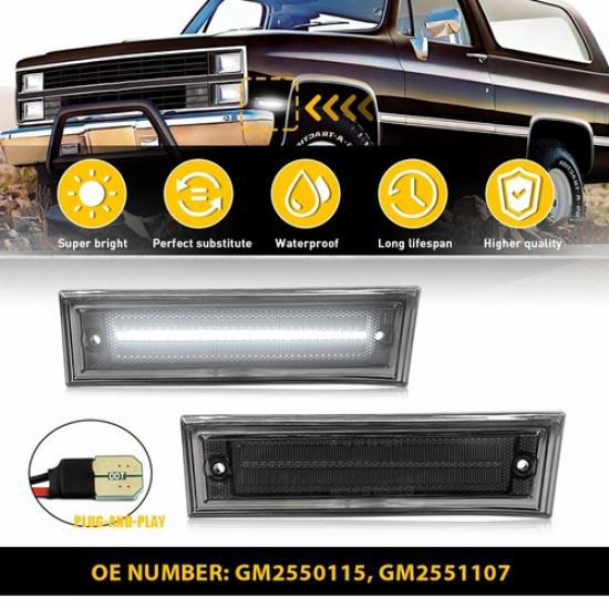 2X Передний светодиодный габаритный огонь крыла Белый для Chevy R2500 R3500 V3500 1987-91