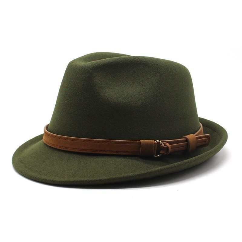 British felt hat woolen top hat gentleman's hat rolled brim belt classic jazz hat panama hat tide self-operated