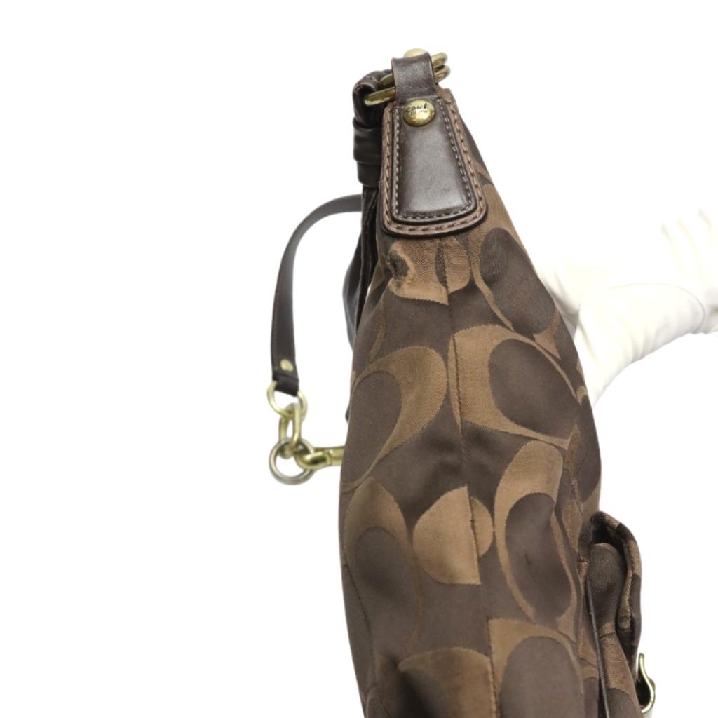 Coach Canvas Tote Bag Handbag Leather Brown Women 14904 Used