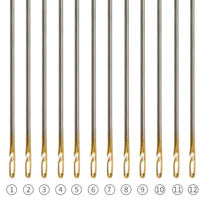 30pcs Blind Sewing Needle Elderly Stainless Steel Quick Automatic Self-Threading Needle Stitching Pins DIY Punch Needle Threader