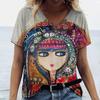 Facial Printed T-shirt Short Sleeved Top Casual Street Women's T-shirts