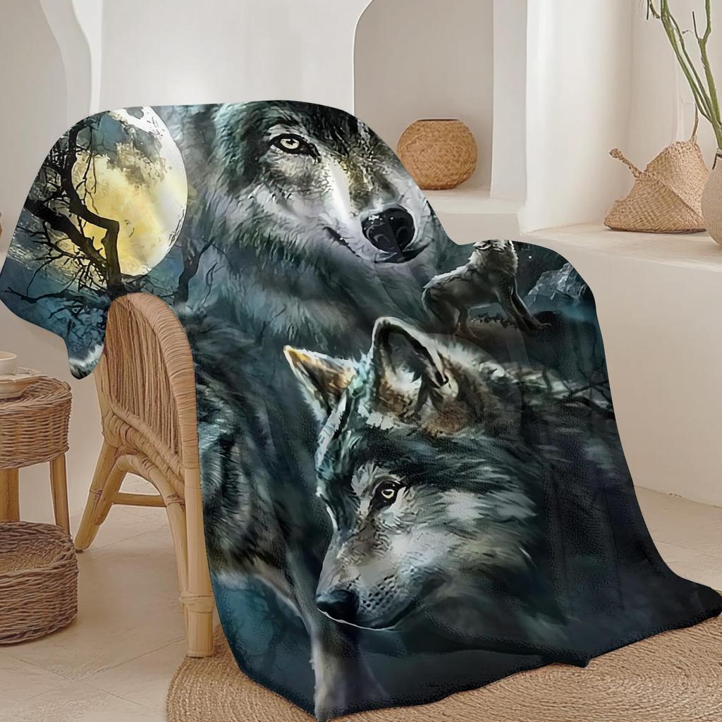 Wolf Digital Printed Blanket Sofa Blanket Bed Soft Thermal Blanket Flannel Blanket Birthday Gift Blanket