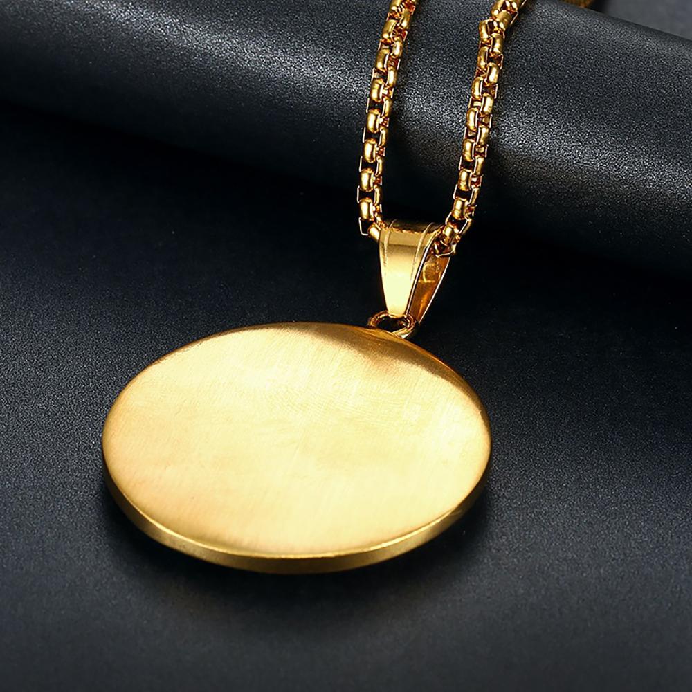 Ancient Egypt Pyramid All See Eye of Providence Pendant Gold Color Stainless Steel Round Necklace for Men Egyptian Jewelry Gift