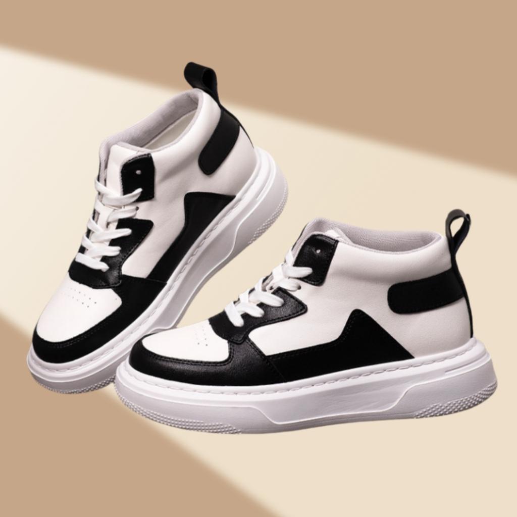 White Sneakers Men Height Increase Insoles 6cm  Lifts Shoes Leisure Casual Plus Size 35-47
