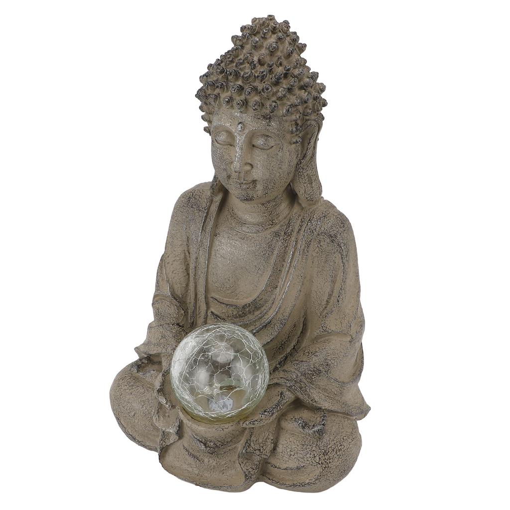 Statuie Buddha Rășină Sculptură Buddha cu Lampă pentru Decor Grădină Exterioară Ornament pentru Casă