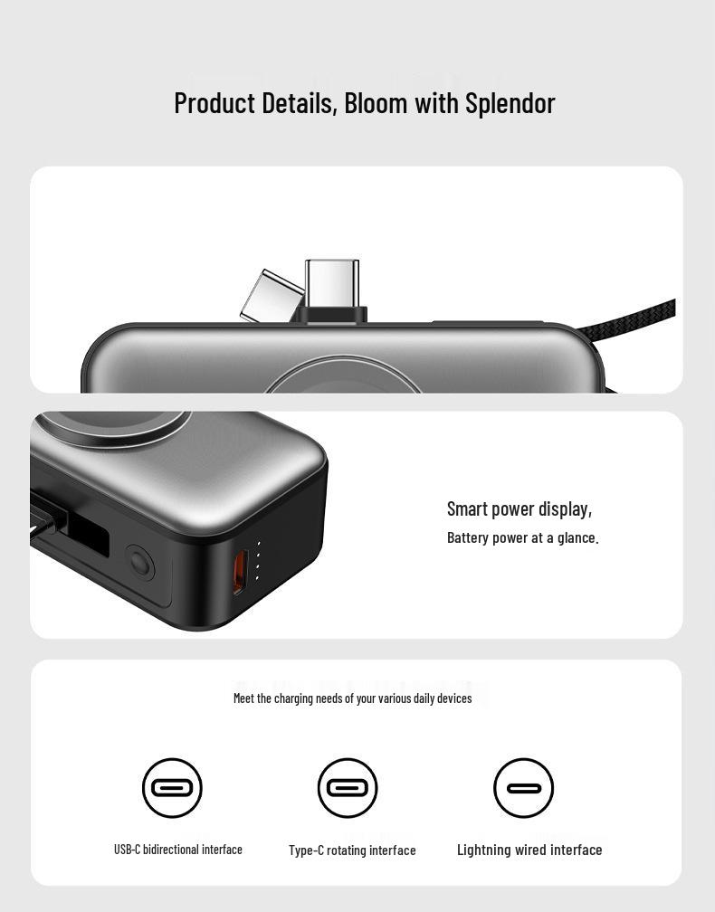 Cross-Border 3-in-1 Magnetic Wireless Charger: 22.5W Power Bank for Watch, Earphones, and Phone.
