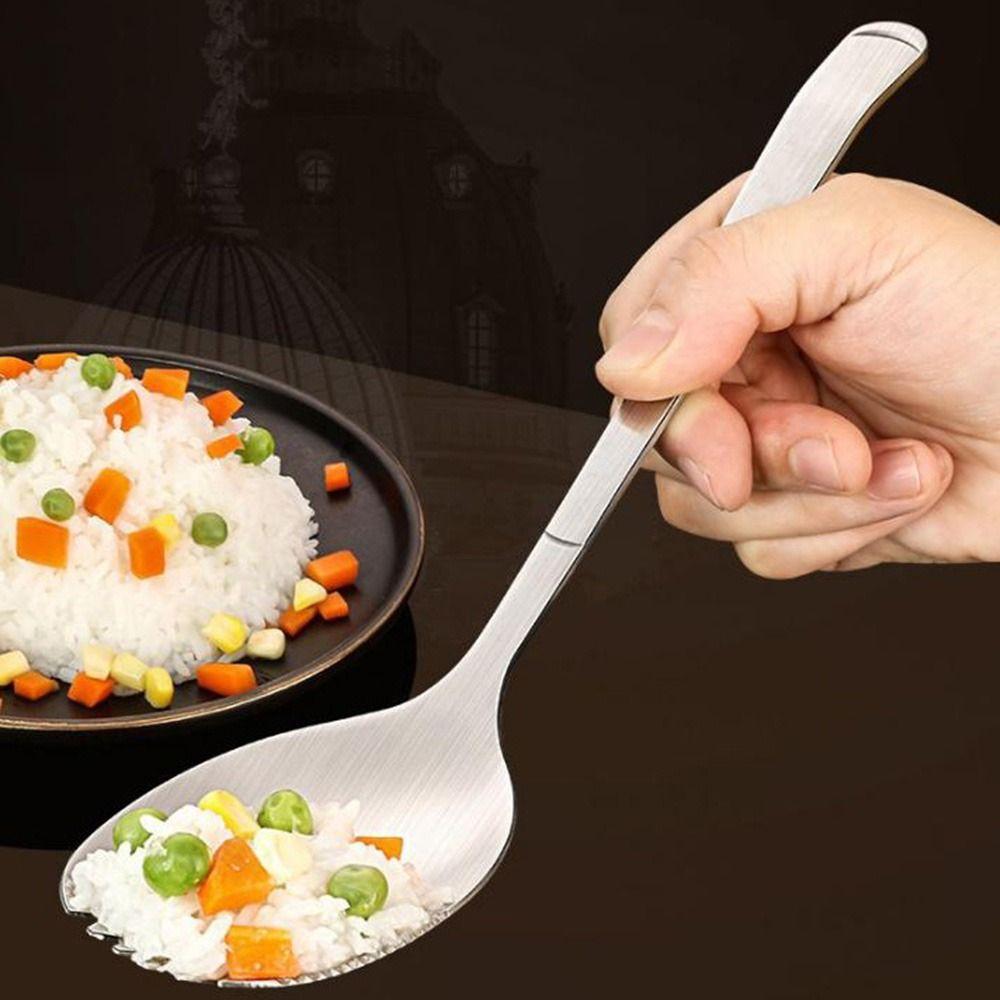Stainless Steel Kitchen Spoon Fork Thickened Serving Soup Spoon Salad Spoon Hotel