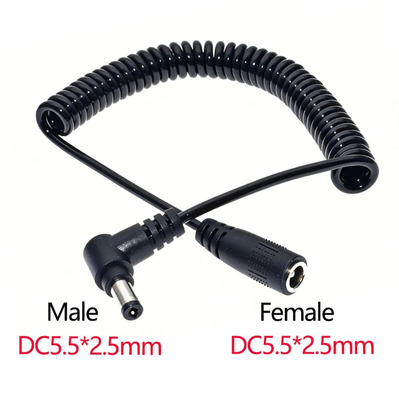 1PC DC Male  Femalespring Cable Connector5.5 X 2.5 Mm 5.5mm X 2.1mm Straight Plug Power Charger150cm 70cmextension Cord