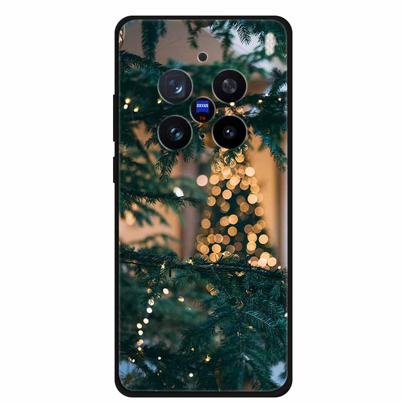 Christmas Cover For Vivo X200 Pro 6.78"Black Silicone Case For vivo X200 Pro mini 6.31" TPU Santa Claus ChristmasTree Back Cover