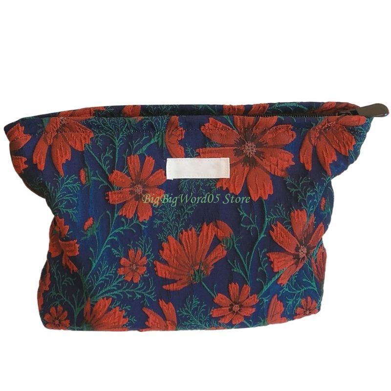 24TE Makeup Storage Bag Flowers Printed Toiletry Fashionable Zippers