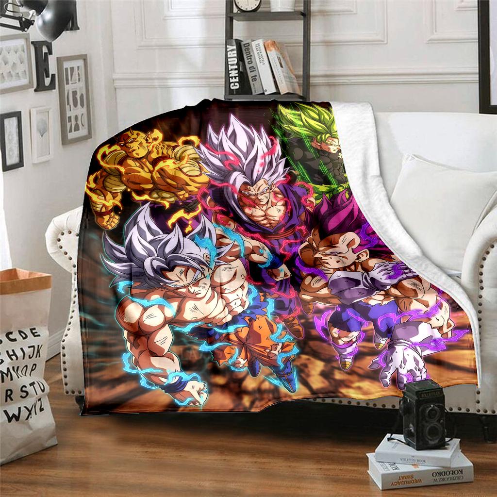 1PC Son Goku  Print Flannel Blanket, High quality All Seasons, Home Decor, Warmth and Comfort, Perfect for Christmas Gifts
