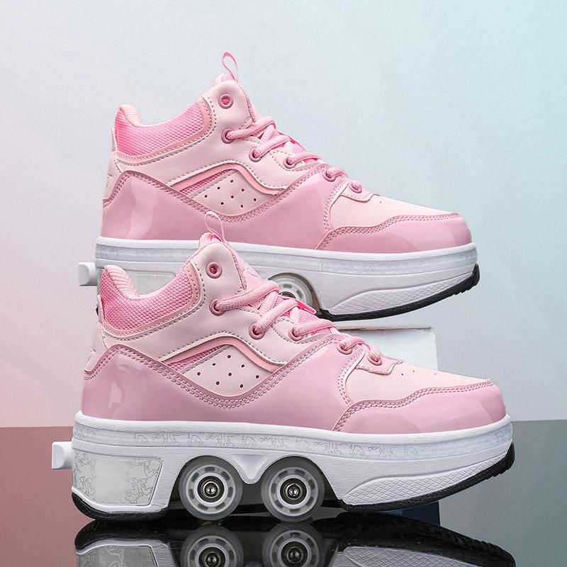 Four-wheel Runaway Shoes, Primary and Secondary School Students Walking Deformation Shoes, New High-value Automatic Shrinkage Roller Skates