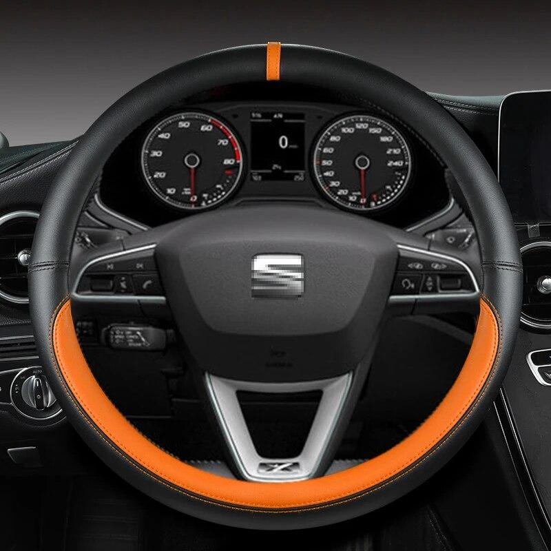For Seat Leon Cupra R Leon ST Cupra Leon ST Cupra Ateca Cupra Ateca FR Car Steering Wheel Cover PU Leather Auto Accessories