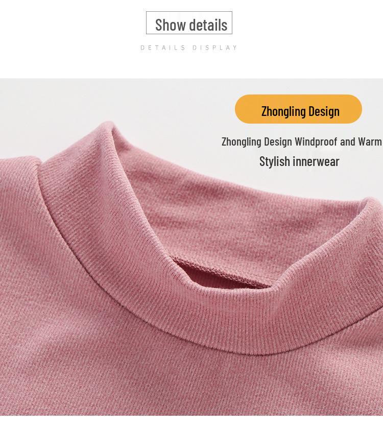 Kids' Medium Collar Warm Double-Sided Brushed Base Layer Set (Autumn Clothing & Pants for Small, Medium, and Large Children)