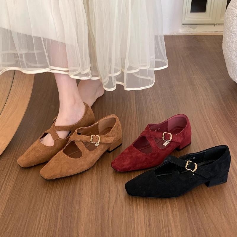 Fashion 2024 New Fashion Women's Shoes Cross Buckle Simple Flat Shoes Black and Red Punk Style  Handmade Shoes Black Heels