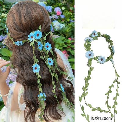 Chic Sunflower Braided Headband with Green Vine Flower Hoop Daisy Braided Headband Unique Summer Hair Accessory Wedding Decor
