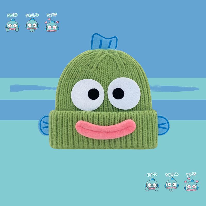 Cute funny ugly fish hat women's autumn and winter warm thickened ear protector hat knitted wool hat student new cold hat