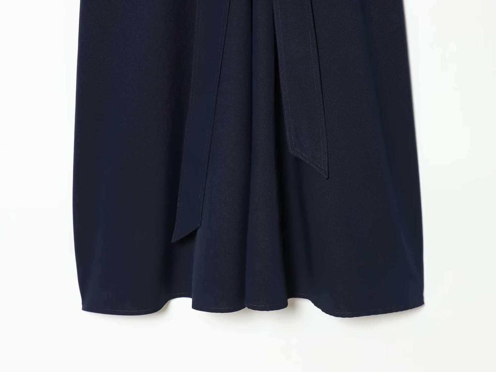 European Spring Women's Short-Sleeve Waist-Cinching Shirt Dress